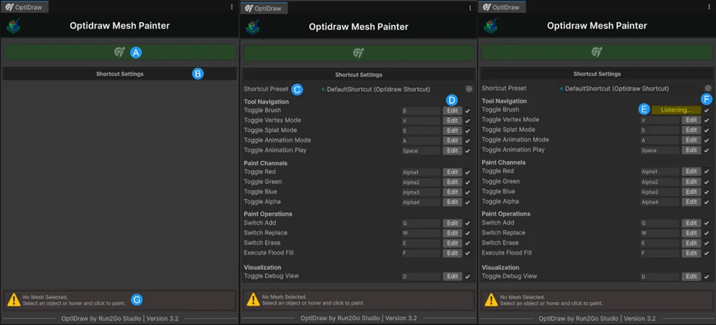OptiDraw Engine Mode Selection: Vertex, Splat, and Texture Paint