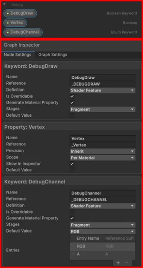 Debug View Support Keyword & Channel Switching Nodes